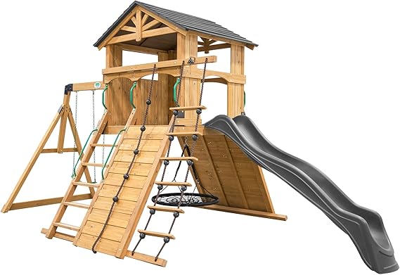 Endeavor Swing Set Backyard Discovery Skyfort II Cedar Wood Swing
