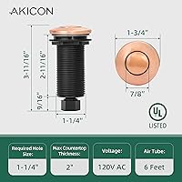 Vista 2 de Akicon Kit de interruptor de aire de cocina de eliminación de basura de cobre, kit de interruptor de encendido/apagado de eliminación de residuos