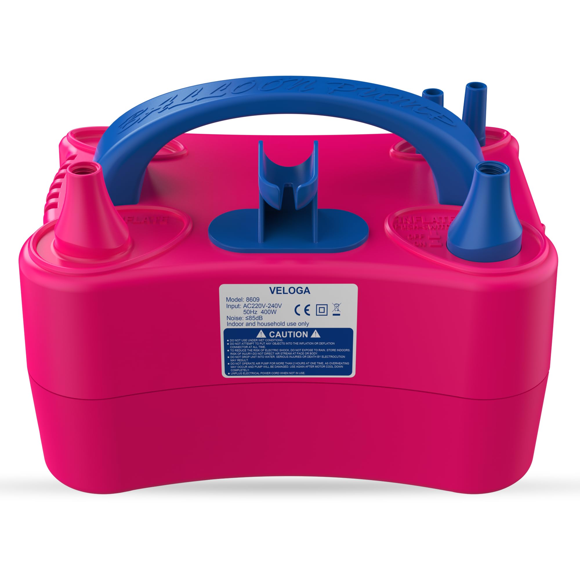 VELOGA Electric Balloon Pump UK Plug 400W - Dual Nozzle Portable Balloon Inflator with Tying Tool, Fast Air Pump for Balloons, Birthday, Wedding & Party Decoration