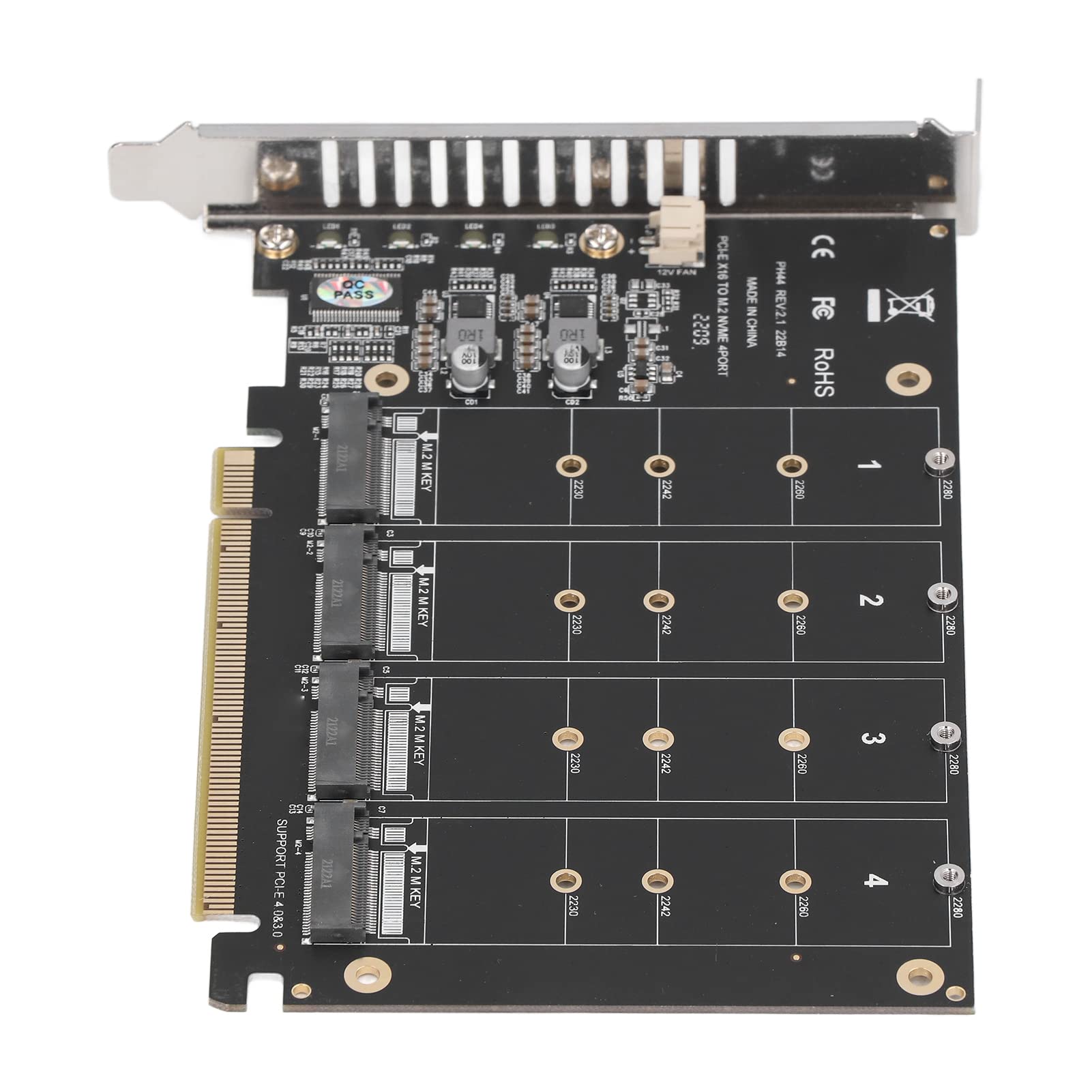 4x32Gbps PCIE X16 4-portowa Karta Rozszerzeń, M.2 NVME SSD do Miękkiej Karty Raid PCIE X16, Komputer Stacjonarny PH44 z Indywidualną Kartą Rozszerzeń Kontrolera Wskaźników LED dla