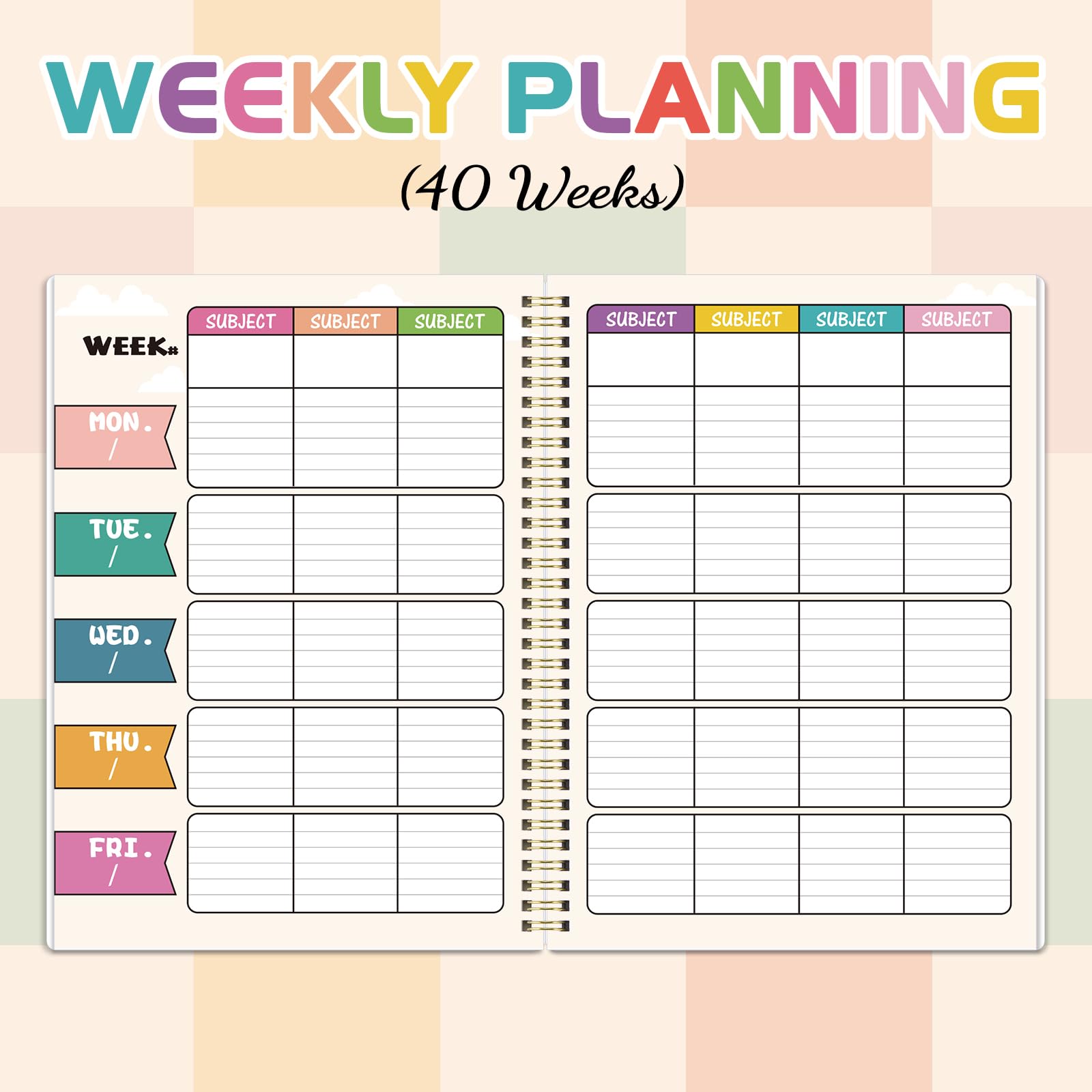 Lehrerplaner, undatiert, 21,6 x 27,9 cm, ideal für die Schule | Unterrichtsplanbuch mit Aufklebern, Stundenplan, Wochenkalender