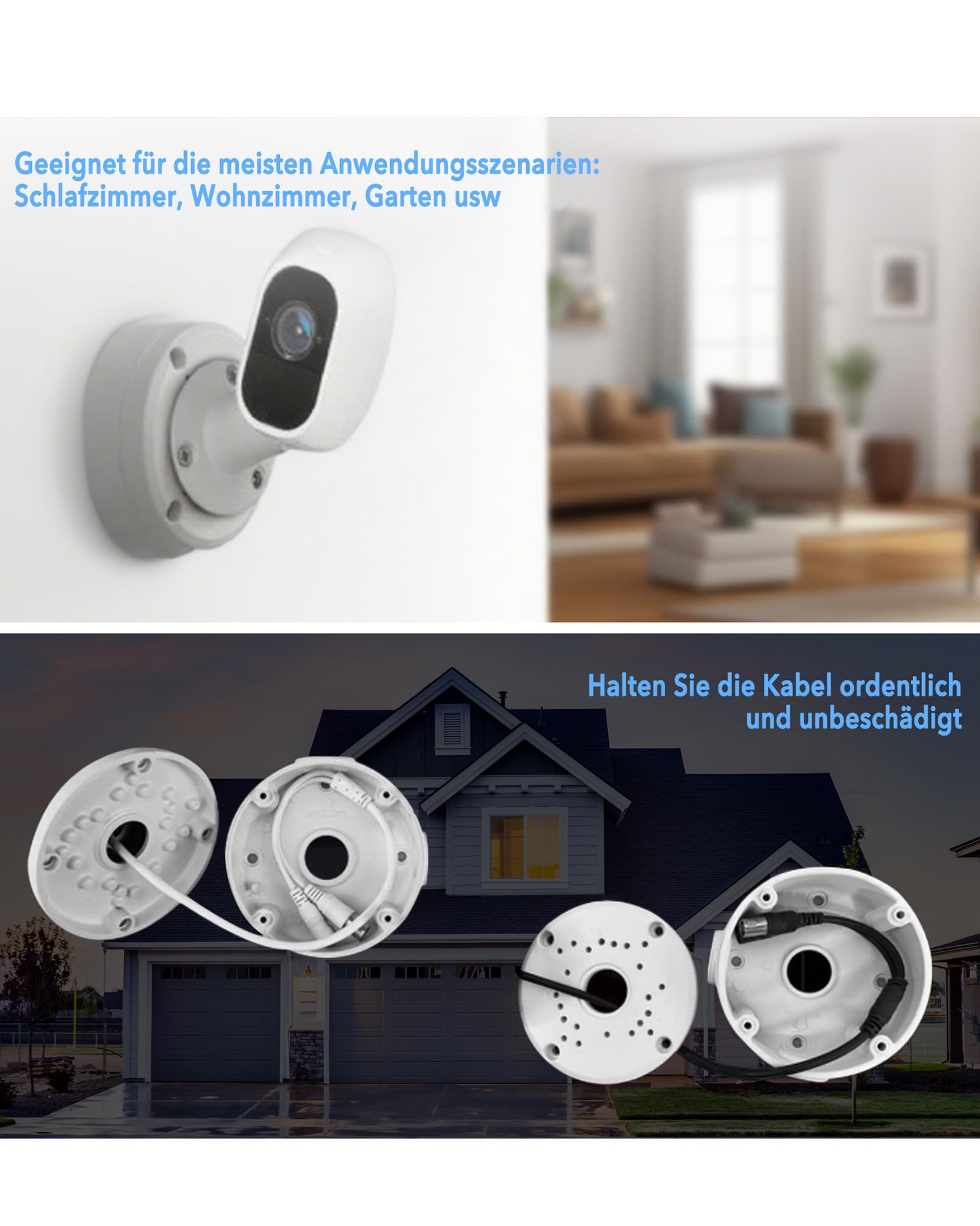 Aluminiumlegierung Überwachungskamera Anschlussdose: 4 Stück Halbkugelförmige Kamera wasserdichte Abzweigdose Kamera Montagebox Universal für Innen & Außen Dome Bullet Kameras (Weiß, 4PCS Aluminium)