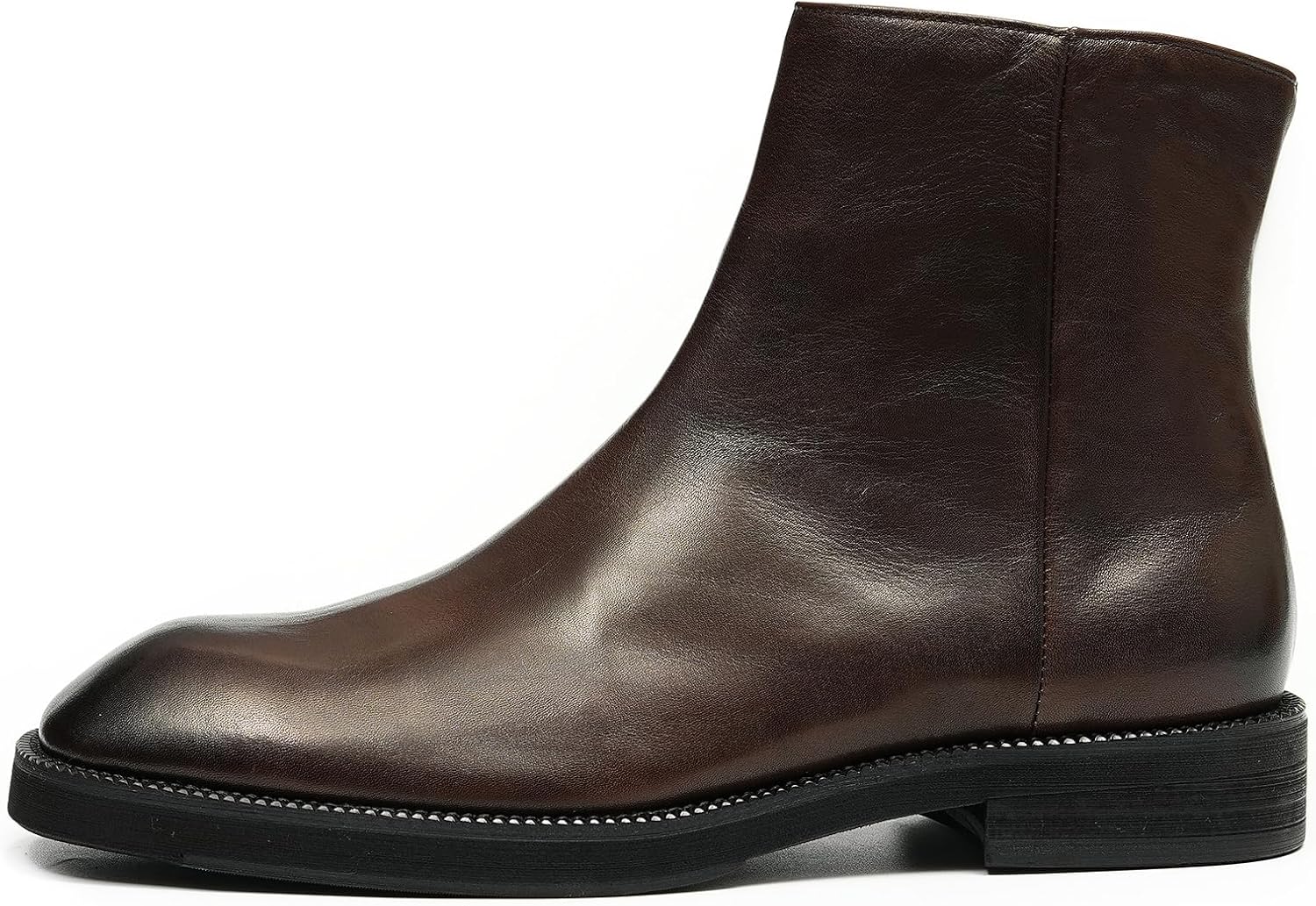 Santimon Chelsea Boots Men Black Dress Handmade Leather Formal Zipper Boots Fashion Casual Ankle Boots for Men