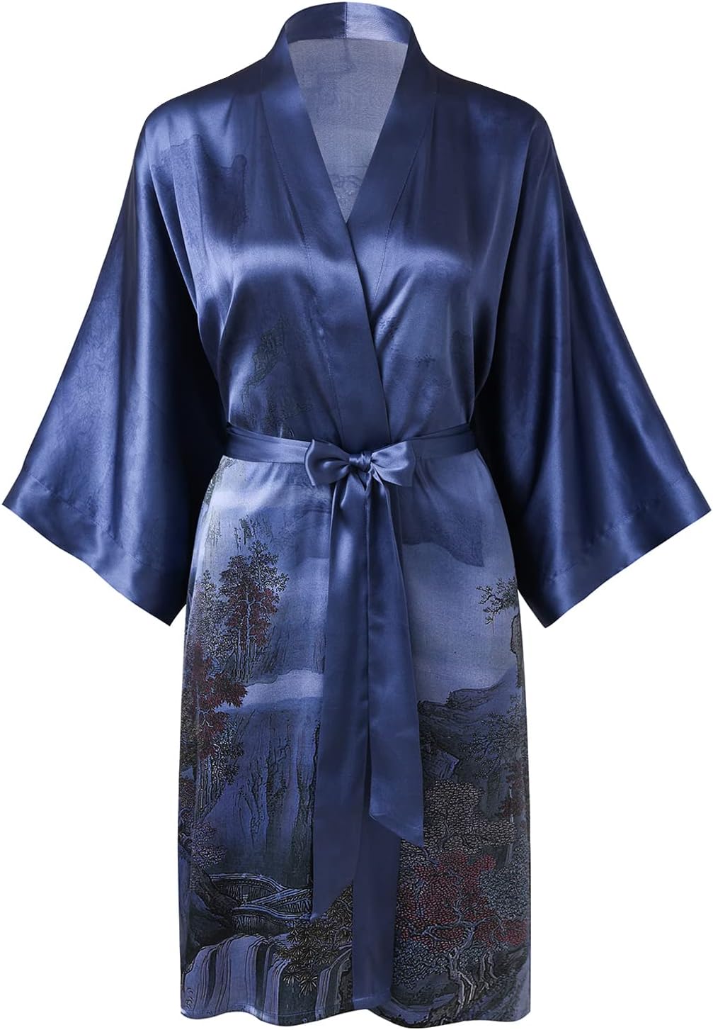 Ledamon Women's 100% Silk Kimono Short Robe