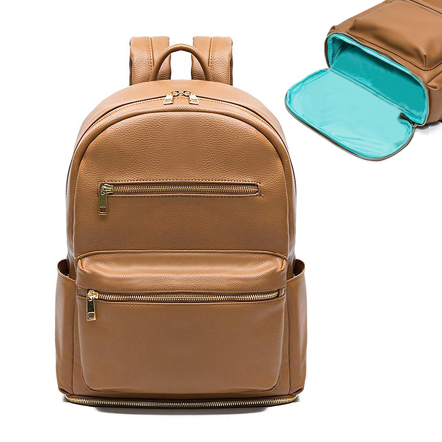 MOMINSIDEDiaper Bag Backpack, Leather Backpack Fit Most Breast Pumps, Breast Pump Bag Mommy Bag