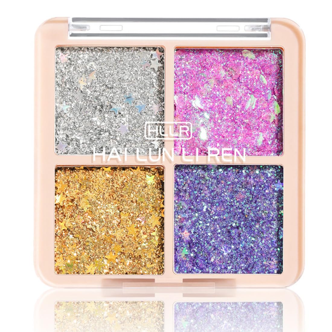 NOPKESV 1 unidad Paleta de Sombras de Ojos Glitter Shimmer Ultra Pigmentada Brillante Maquillaje de Ojos Perlado Ideal para Viajes Carnaval San Valentín (4 Tonos)