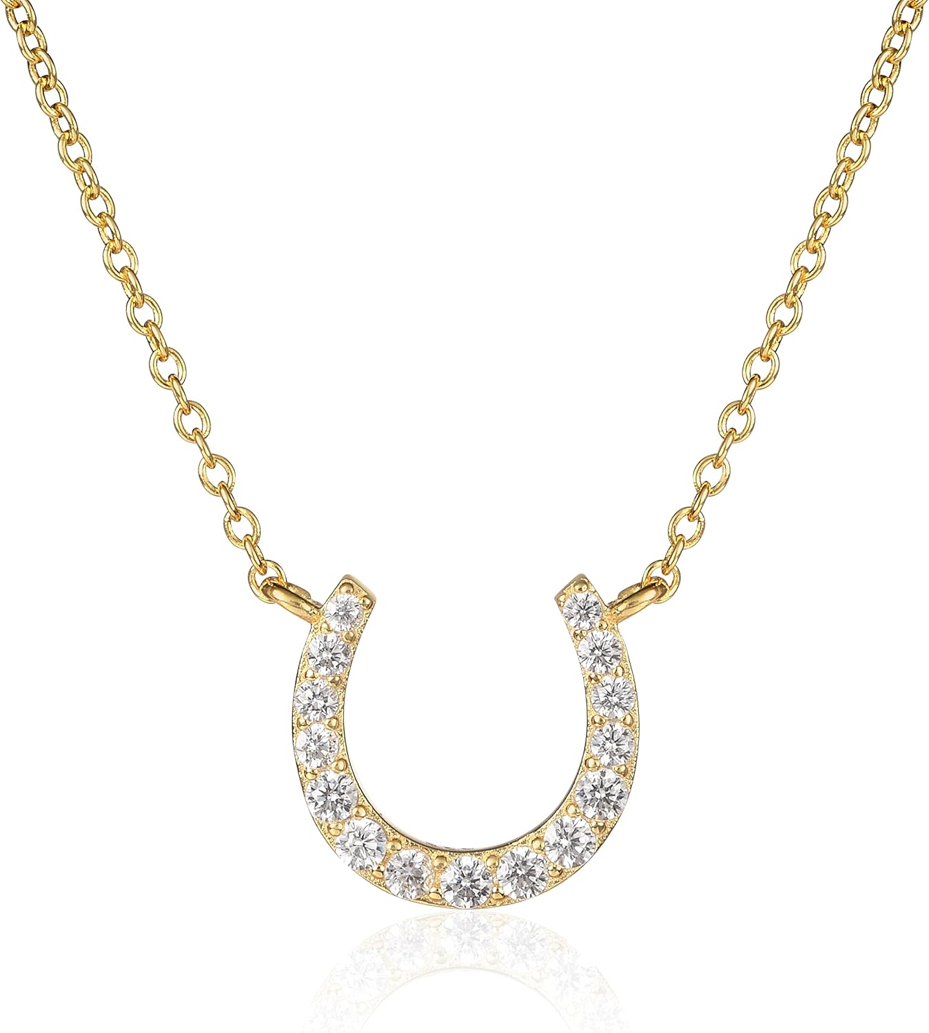 Diamond Treats Dainty Horseshoe Necklace in 925 Sterling Silver, Cute Sterling Silver Horseshoe Pendant Necklace for Women in Silver, Gold or Rose Gold, Silver Jewelry for Women