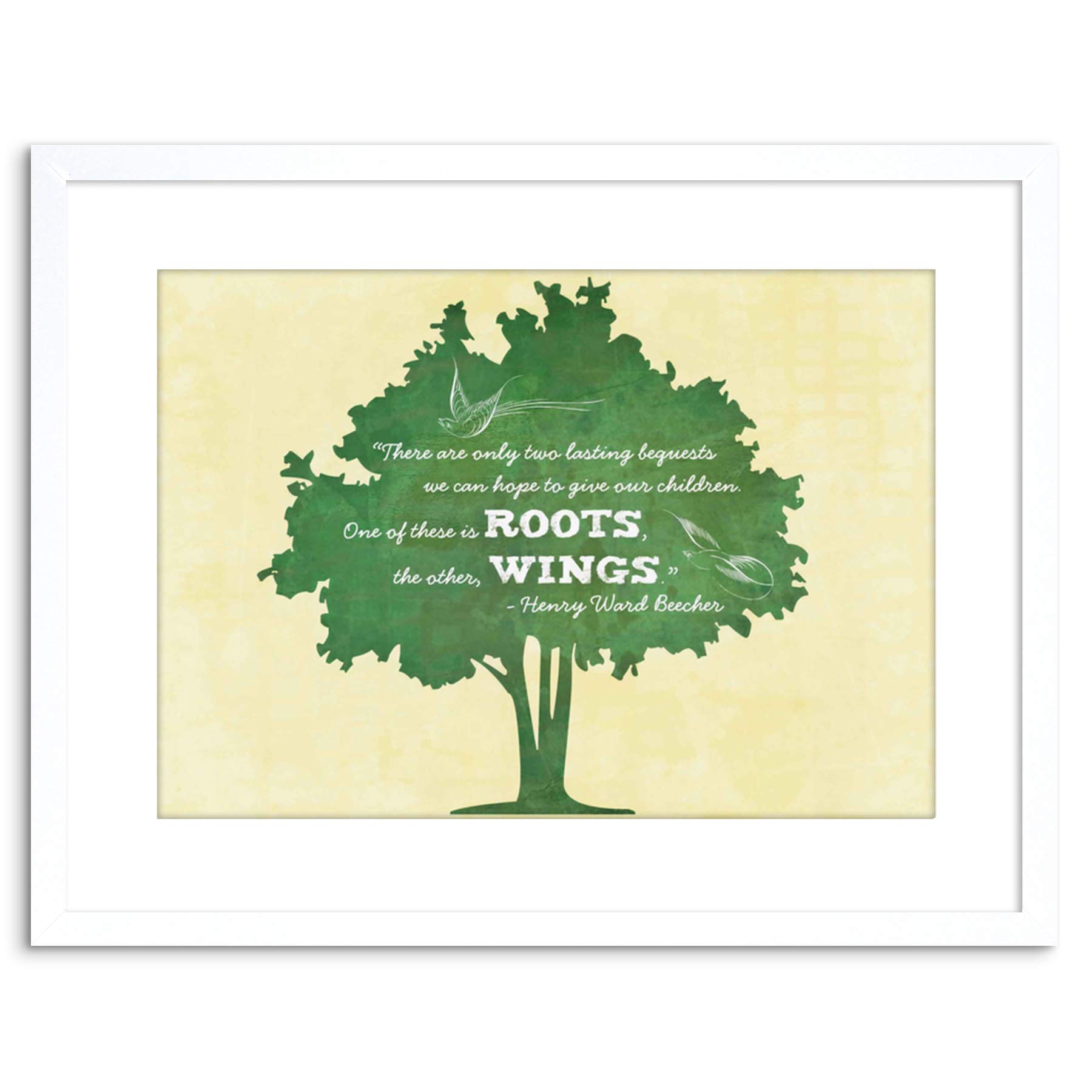 Wee Blue Coo QUOTE BEQUESTS CHILDREN ROOTS WINGS BEECHER IVORY FRAMED PRINT F97X2788