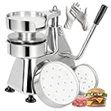 JOHAKYU 3 - in - 1 Commercial Burger Patty Maker, Hamburger Beef Patty Press Stainless Steel Bowl, Heavy - Duty Meat Forming Processor(4/5/6 - inch), Burger Machine with 1200 Pcs Patty Papers