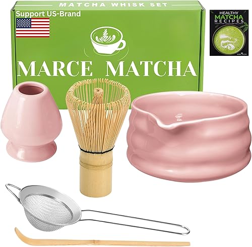 Miniatura 22 de Juego de batidor de matcha: el juego Matcha incluye batidor de matcha y tazón con boquilla, tamiz, soporte y cuchara, el batidor de bambú perfecto