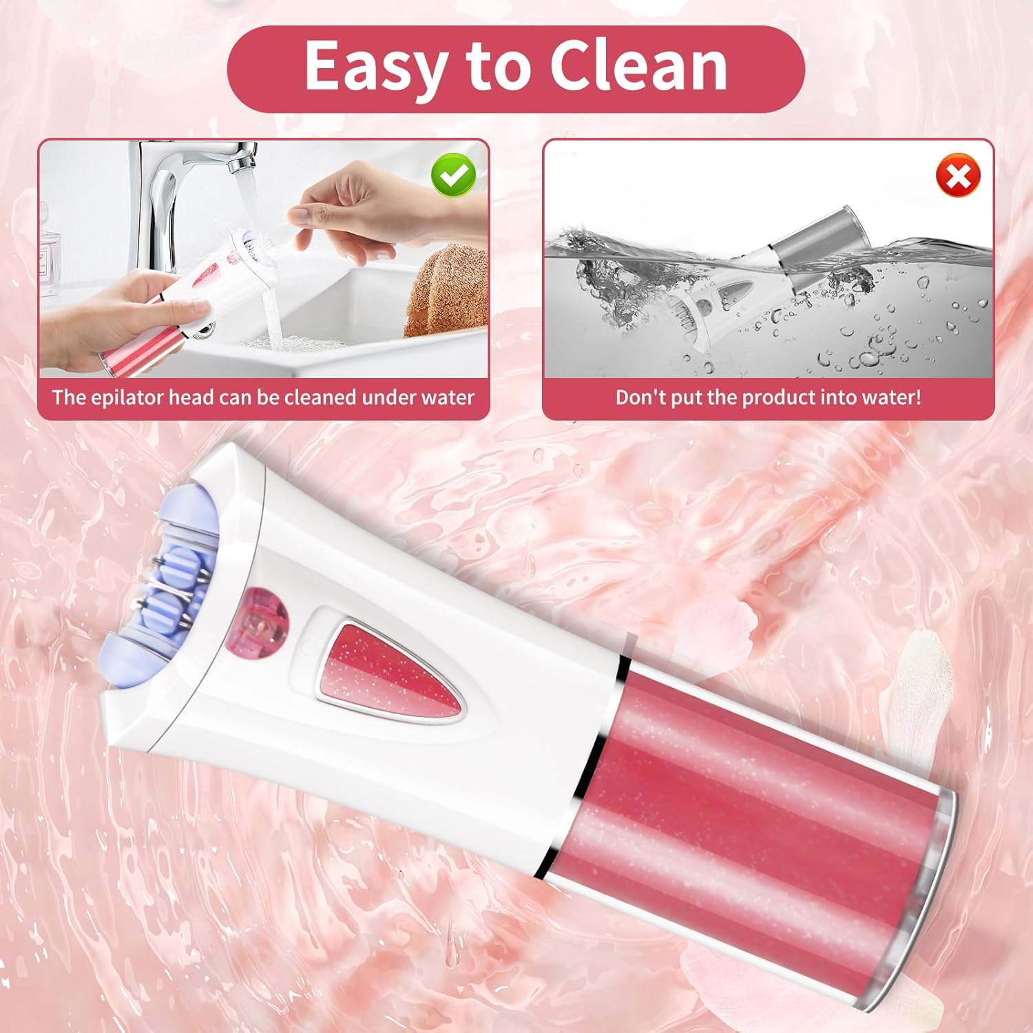 Epilator for Women Facial Hair Removal, Smooth Glide Electric Epilator with LED Light, Rechargeable Electric Hair Remover for Face, Bikini, Arms & Legs, Women's Electric Tweezers for Facial Use
