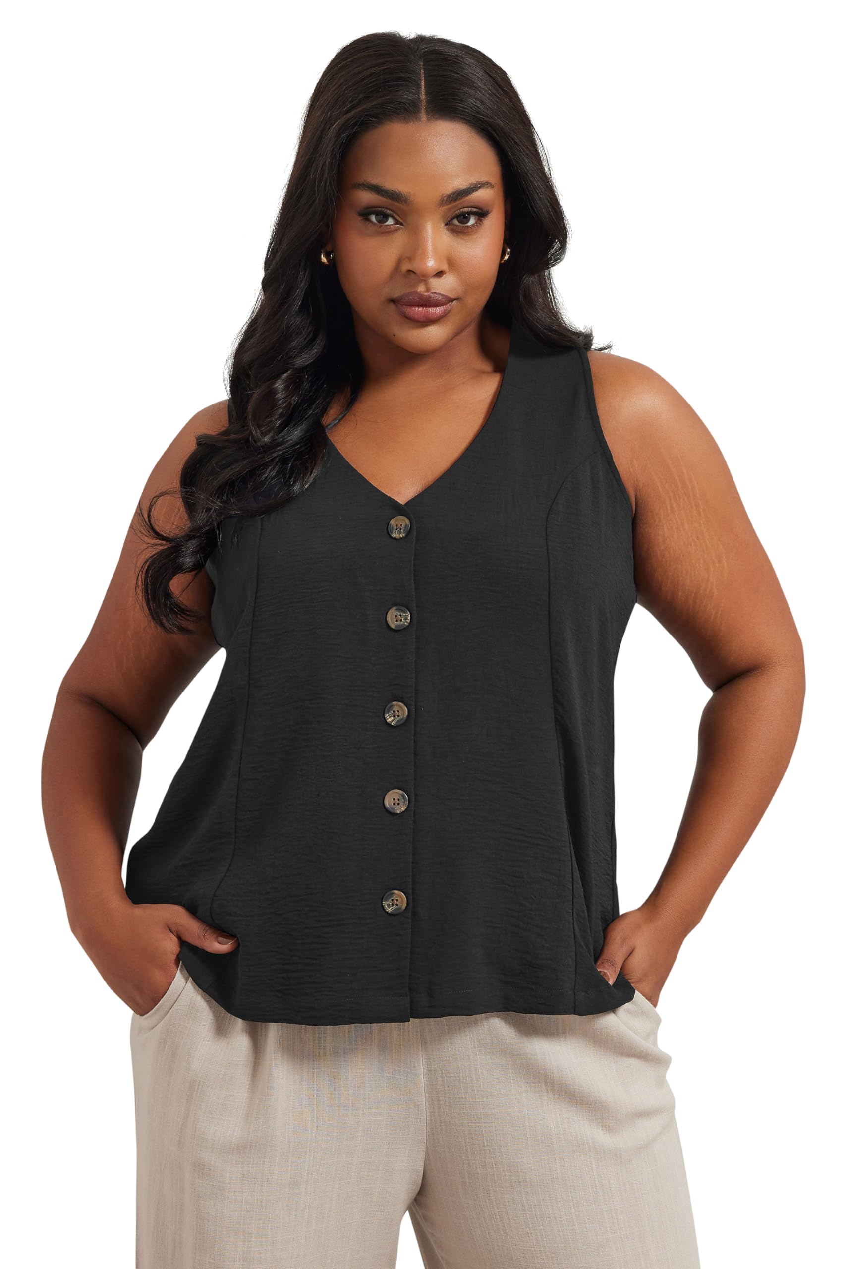 Yours Women's Black Button Through Waistcoat In | Size: 20