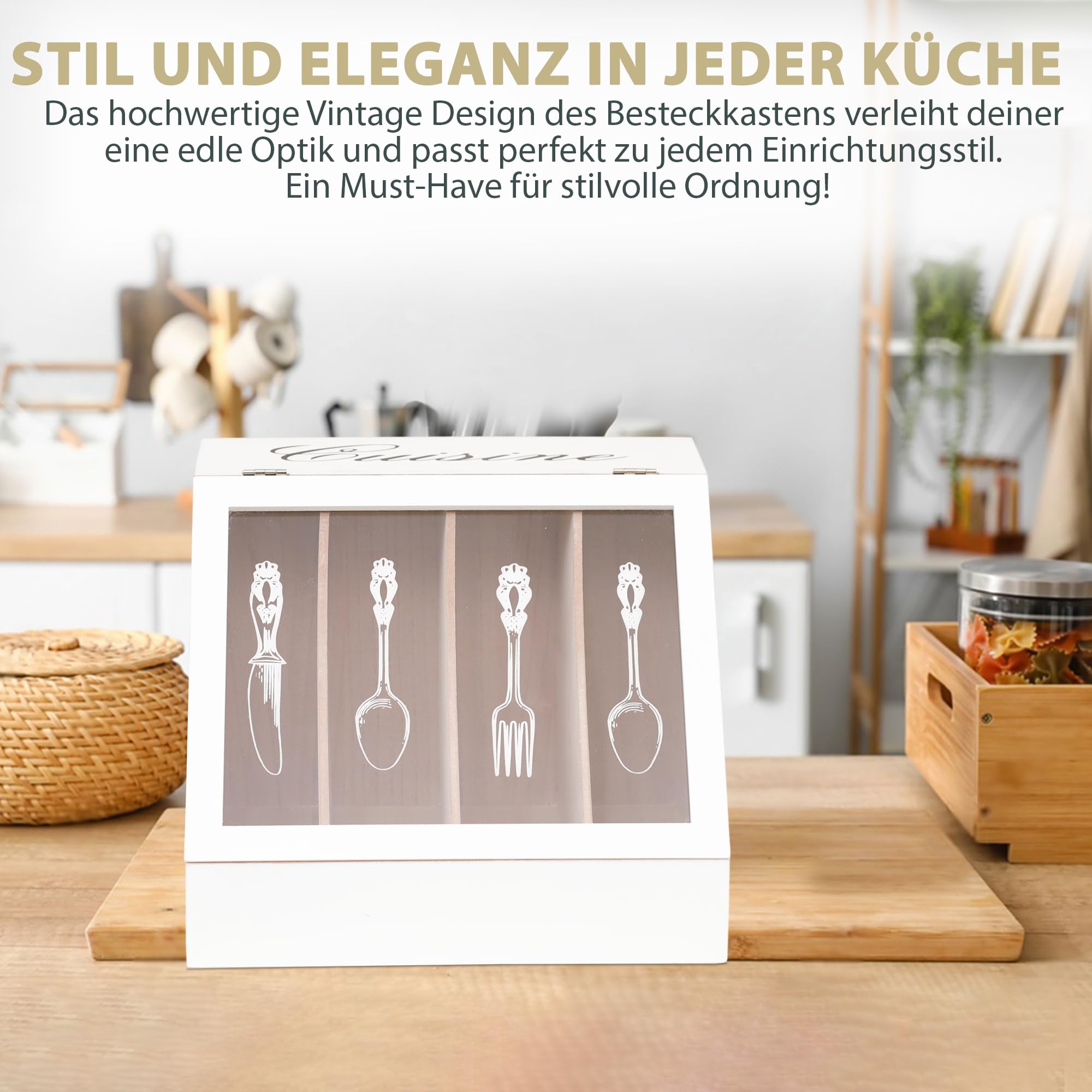 Contenitore Per Posate Con Coperchio - Organizer Da Cucina In Plastica - Cassetto Portaposate