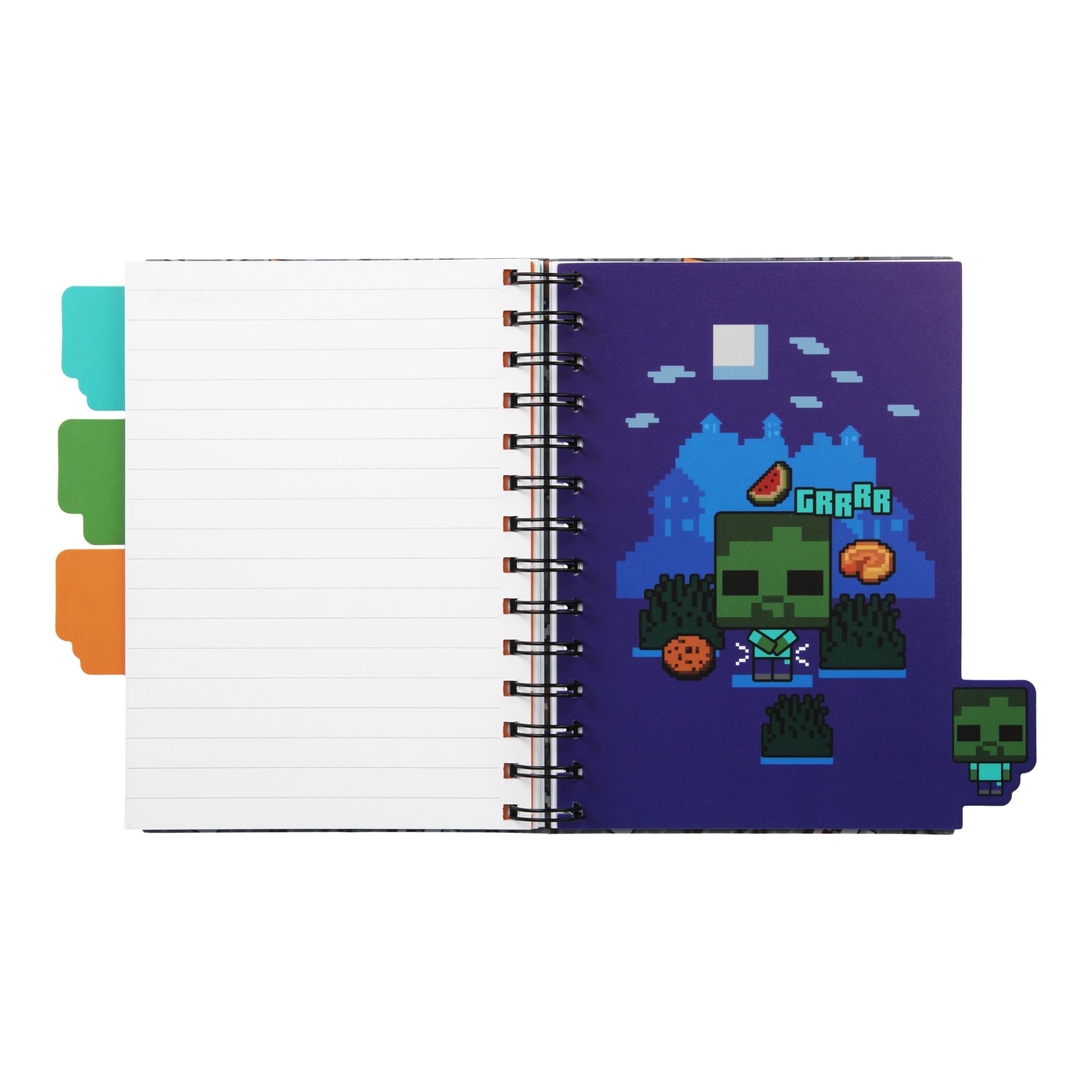Paladone Minecraft Notebook Schreibwaren-Set für Jungen, offiziell lizenzierter A5 Spiral-gebundener Planer mit 4 Trennwänden und Lineal, Back to School Supplies