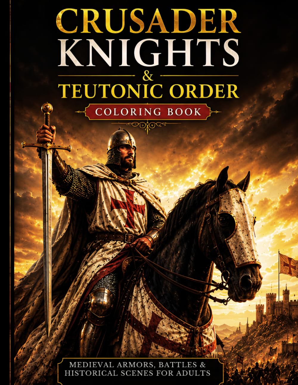 Crusader Knights & Teutonic Order Coloring Book: Medieval Armors, Battles & Historical Scenes for Adults