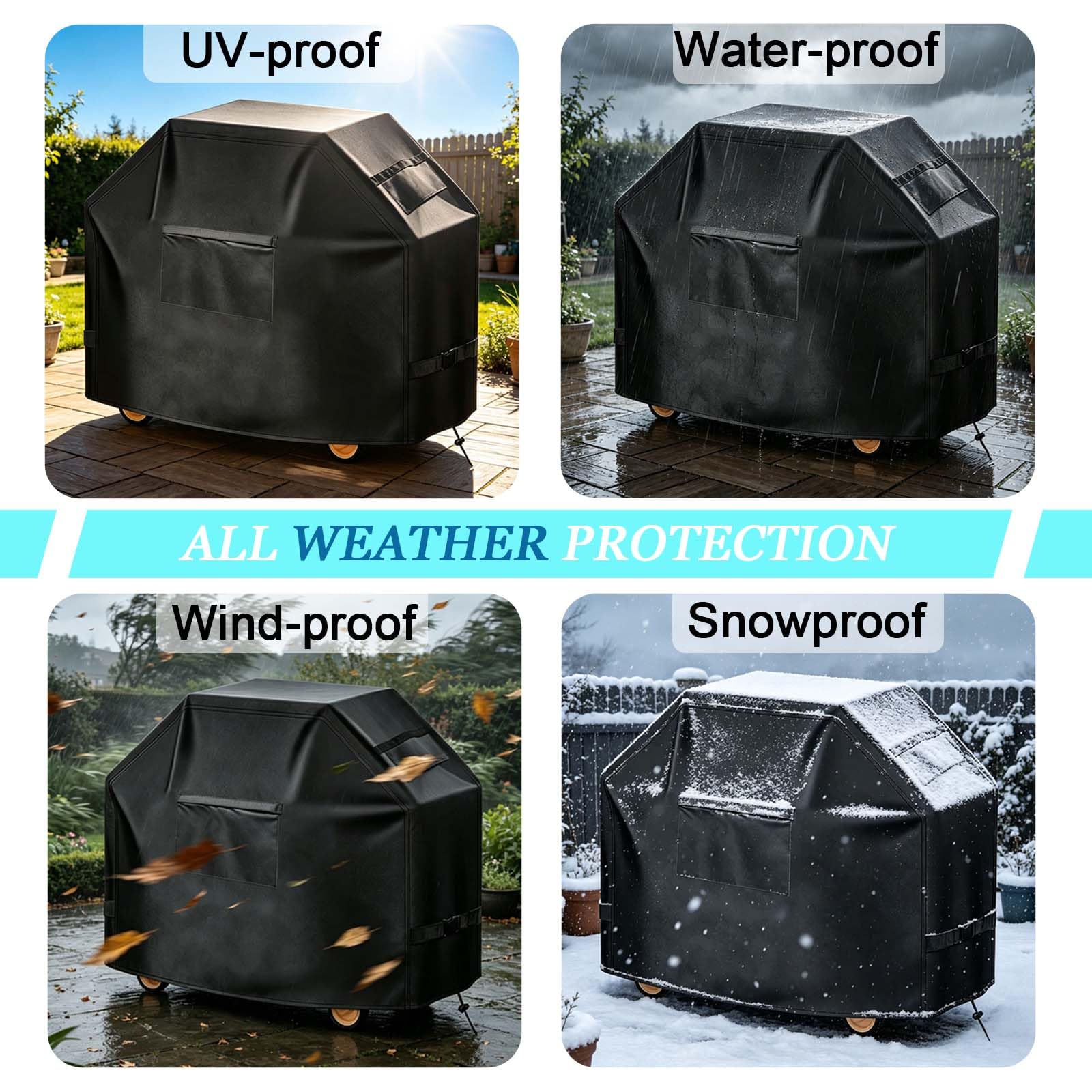 Copertura Barbecue da Esterno, Tessuto Oxford 600D Copri Barbecue da Esterno per BBQ Grill Resistente ai Raggi UV, Resistente alle intemperie,Grigio,140x61x112cm