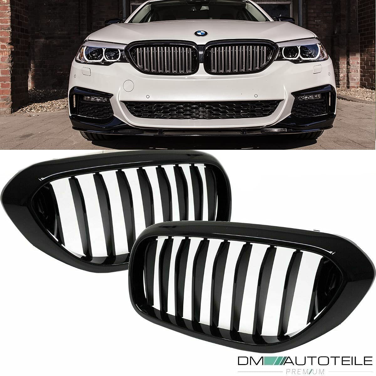 DM Autoteile Set Sport-Performance Kühlergrill schwarz glänzend 5er G30 G31 ab 2017-2020