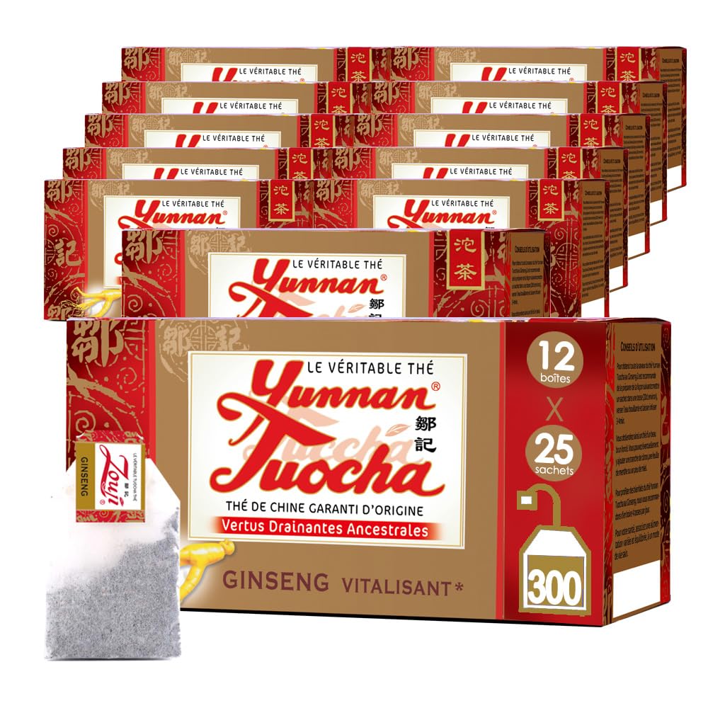 Yunnan Tuocha Zouji - Bio Ginseng Tuocha Tee - Belebend - 300 Teebeutel - 600g - Garantierte Yunnan-Qualität