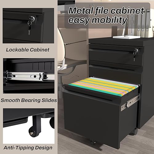 Miniatura 11 de LUCYPAL Archivador de 2 cajones con cerradura, archivadores verticales de metal para oficina en casa, gabinete de almacenamiento debajo