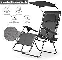 Vista 9 de HAPPYGRILL Zero Gravity - Silla reclinable plegable para patio al aire libre, playa, patio, piscina, color negro