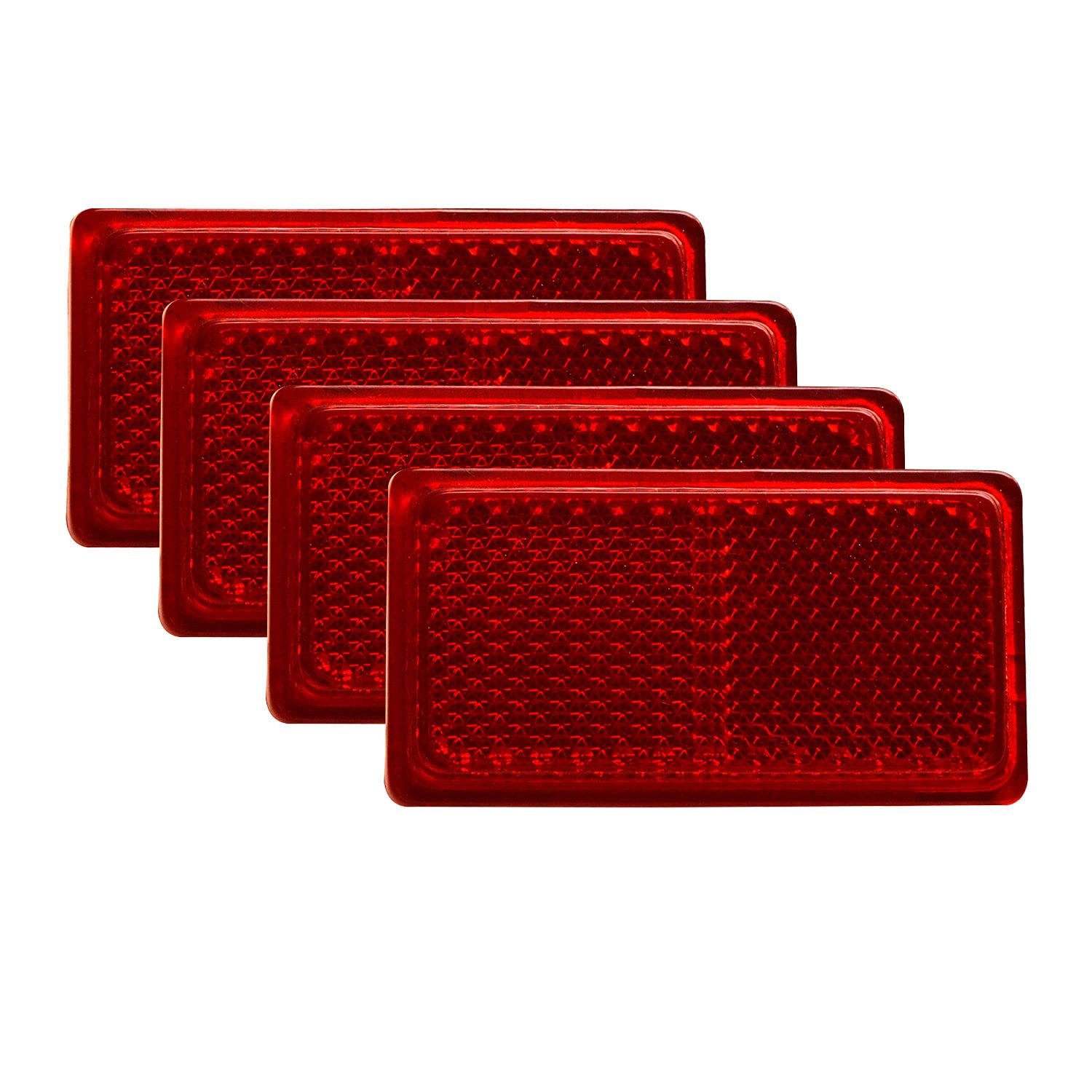 ALL PARTS SOURCE Self Adhesive Rectangular Safety Reflector for Car Bike Truck Universal Applications (4, Red, Small)-image-48
