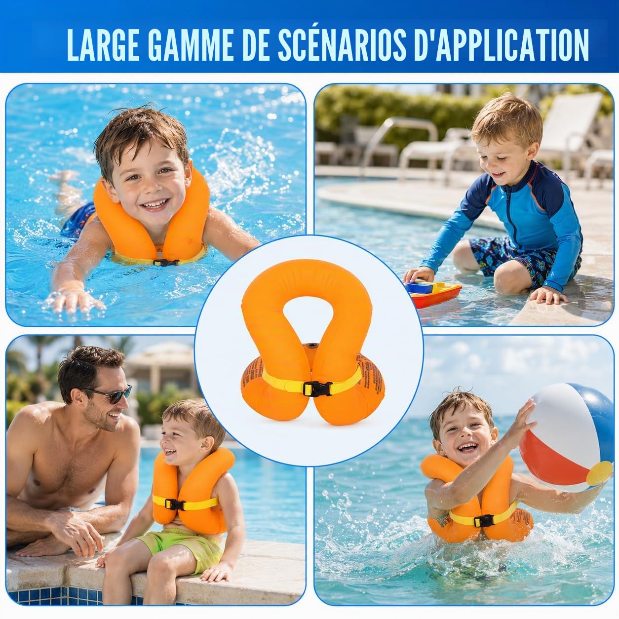 Bouée Enfant 3-6 Ans – Gonflable Inflateable pour Piscine, Sécurité et Flottabilité Ajustable, Convient 19–30 kg, Jeux Aquatiques Été