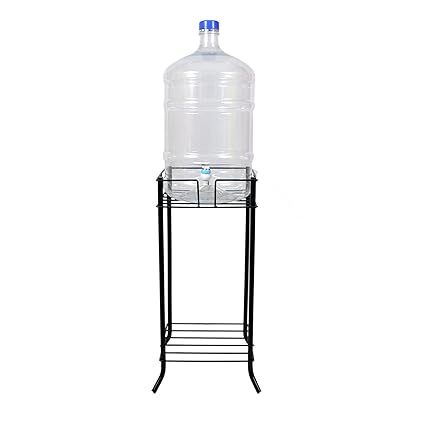 D&V ENGINEERING - Creative in innovation Metal Water Dispenser/Can/Pot/20 L Bottle Holder/Stand for Home & Kitchen, Office, School, Hospitals. (Square Ring Size 27x27 cm, Height- 53 cm, Black).