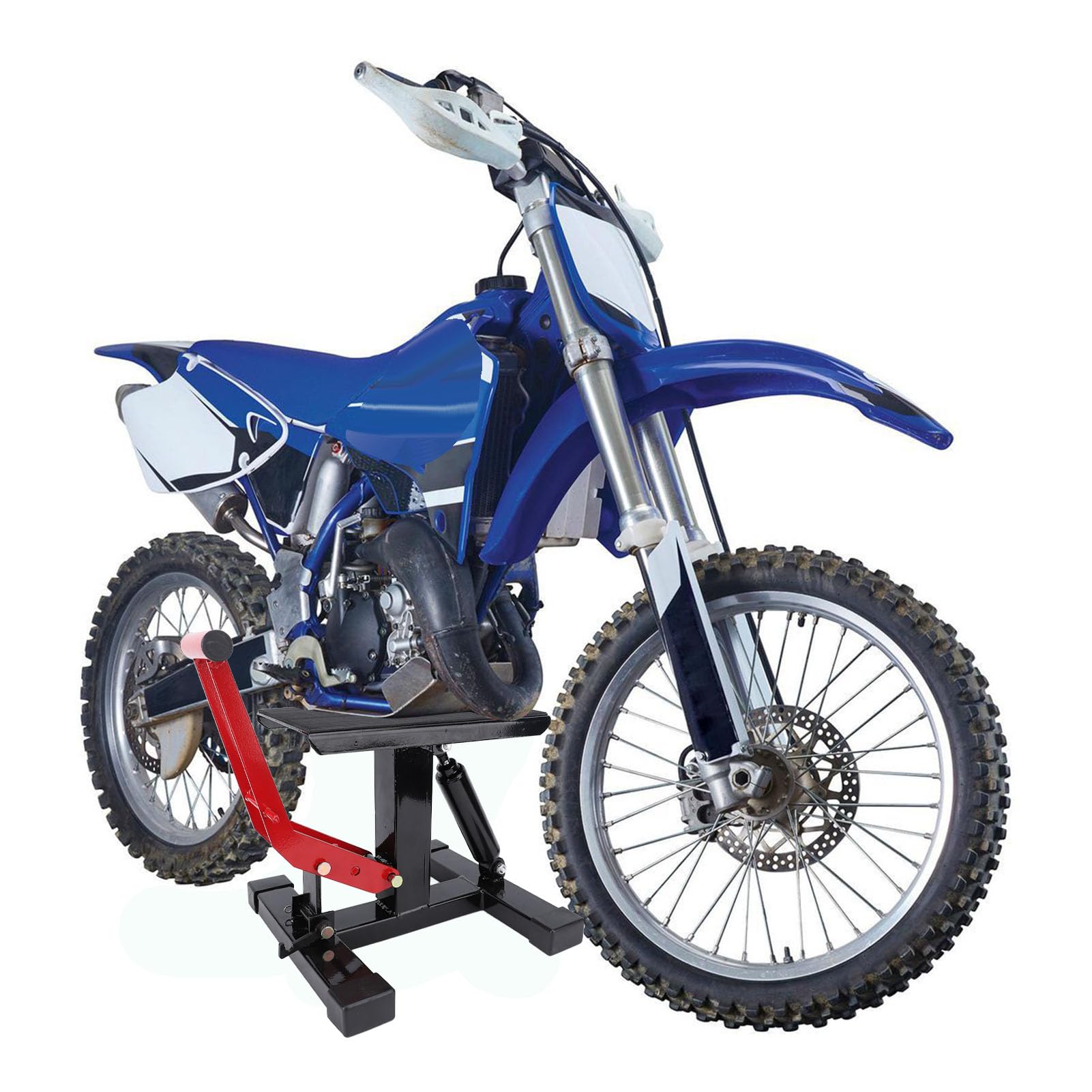 Soporte de Gato Hidráulico para Motocicleta, Ajustable, Diseño Rotacional para Reparación de Mantenimiento Todoterreno
