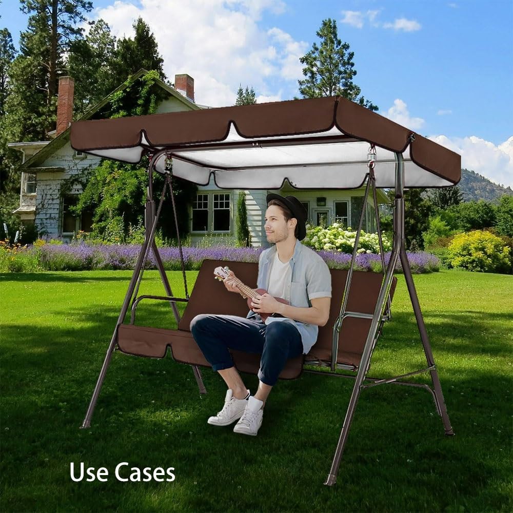 190x120cm Toldo De Repuesto para Balancín De Jardín 3 Plazas, 164x114cm Techo Solar Universal Impermeable, Toldo para Balancín Exterior(Gray,74.8x47.2in/190x120cm)