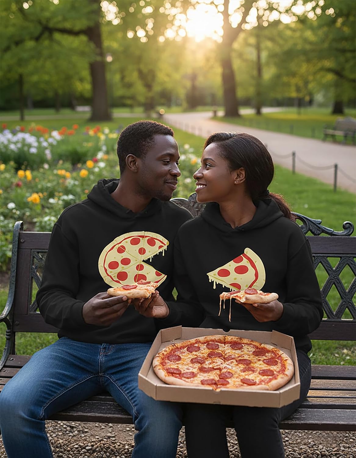 Tstars Pizza Matching Hoodies for Couples His and Hers The Missing Piece Valentine - Image 3