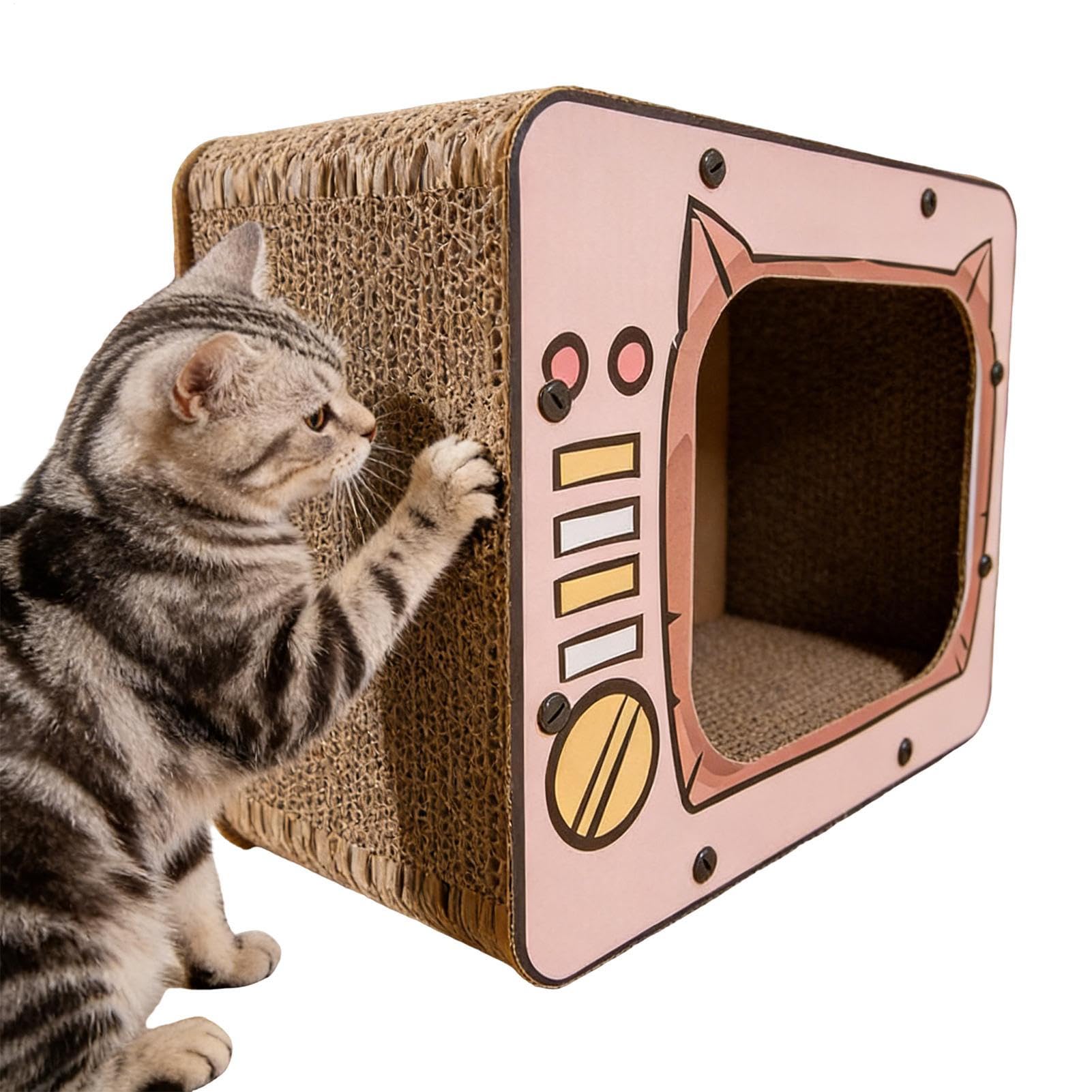 Maison à gratter pour chats en carton | Solution anti-griffures pour canapé et tapis