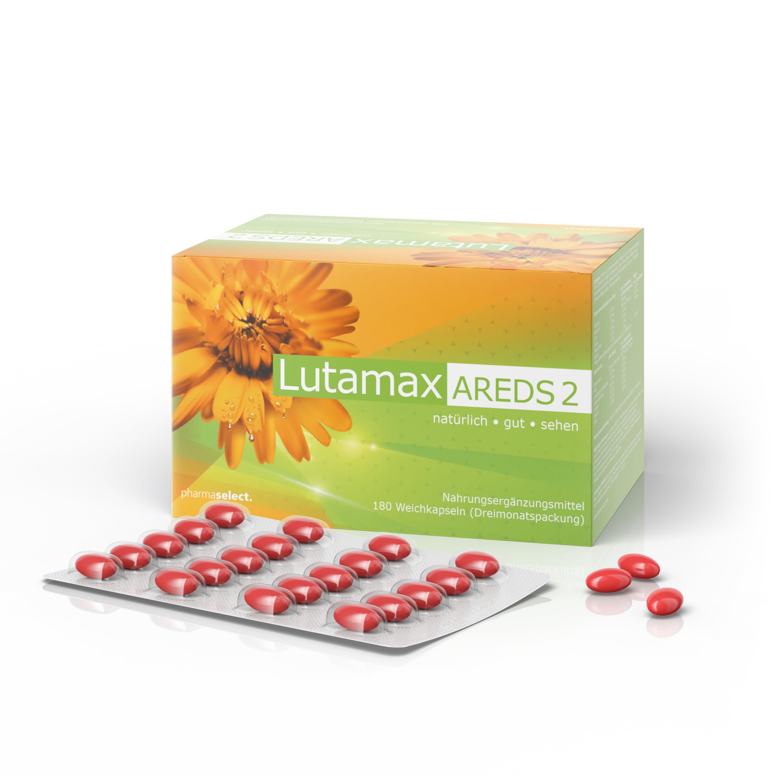 Lutamax AREDS 2 – 180 Kapseln | Lutein & Zeaxanthin | Augenvitamine bei AMD und altersbedingten Augenproblemen | 3-Monats-Pack