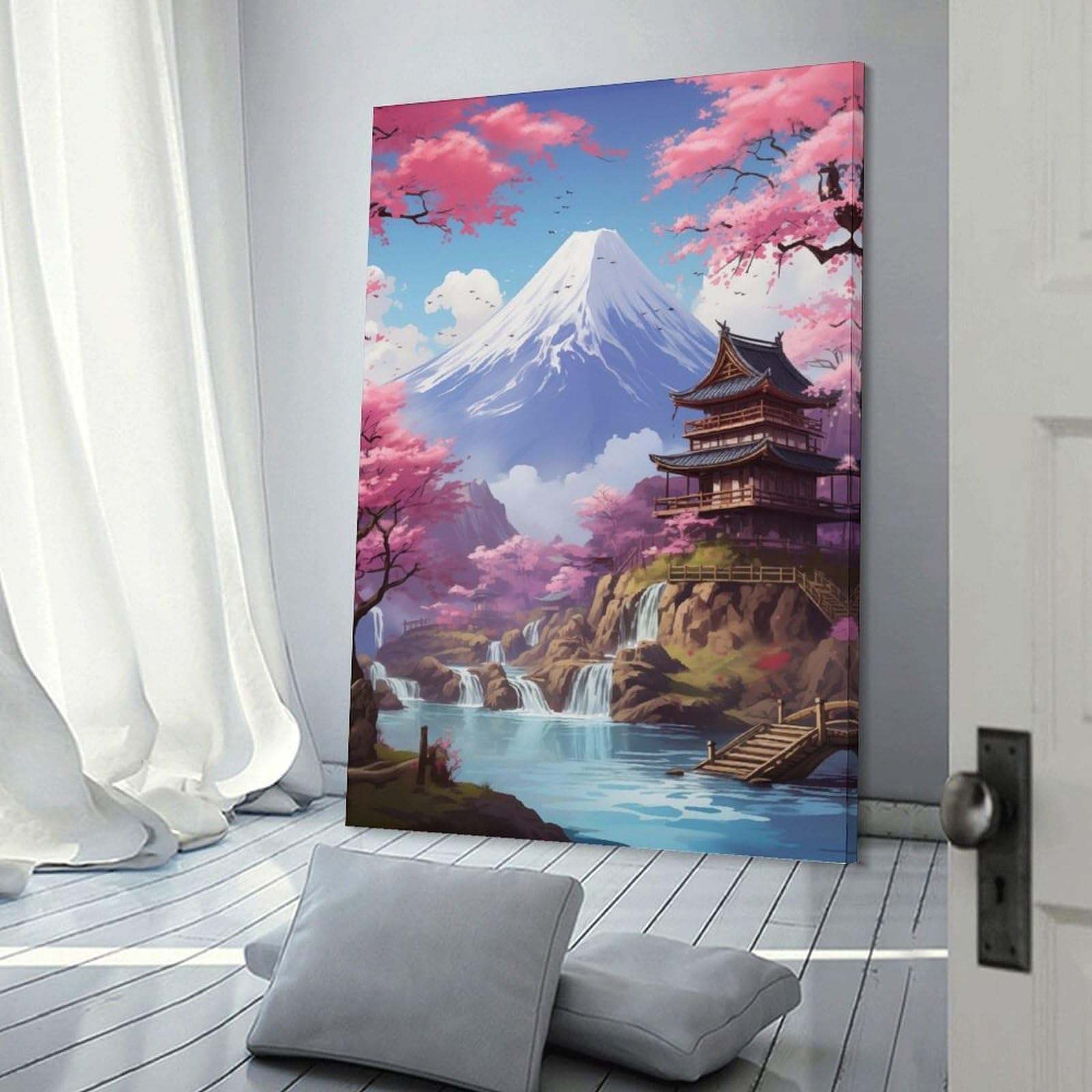 Junmoney Frame-Cherry Blossom Japan Wall Art Print Cherry Blossom Japan, 20X30inch(50X75cm), For Home Lounge, Bedroom Or Reading Nook, Modern Wall Decor For Cosy Interiors