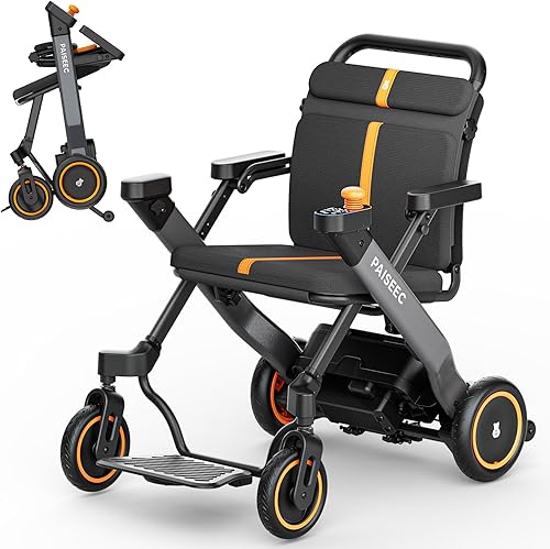 PAISEEC Silla de ruedas eléctrica plegable 2 en 1 para adultos, fácil control y plegado, combo de andador ligero para silla de ruedas, aprobada por