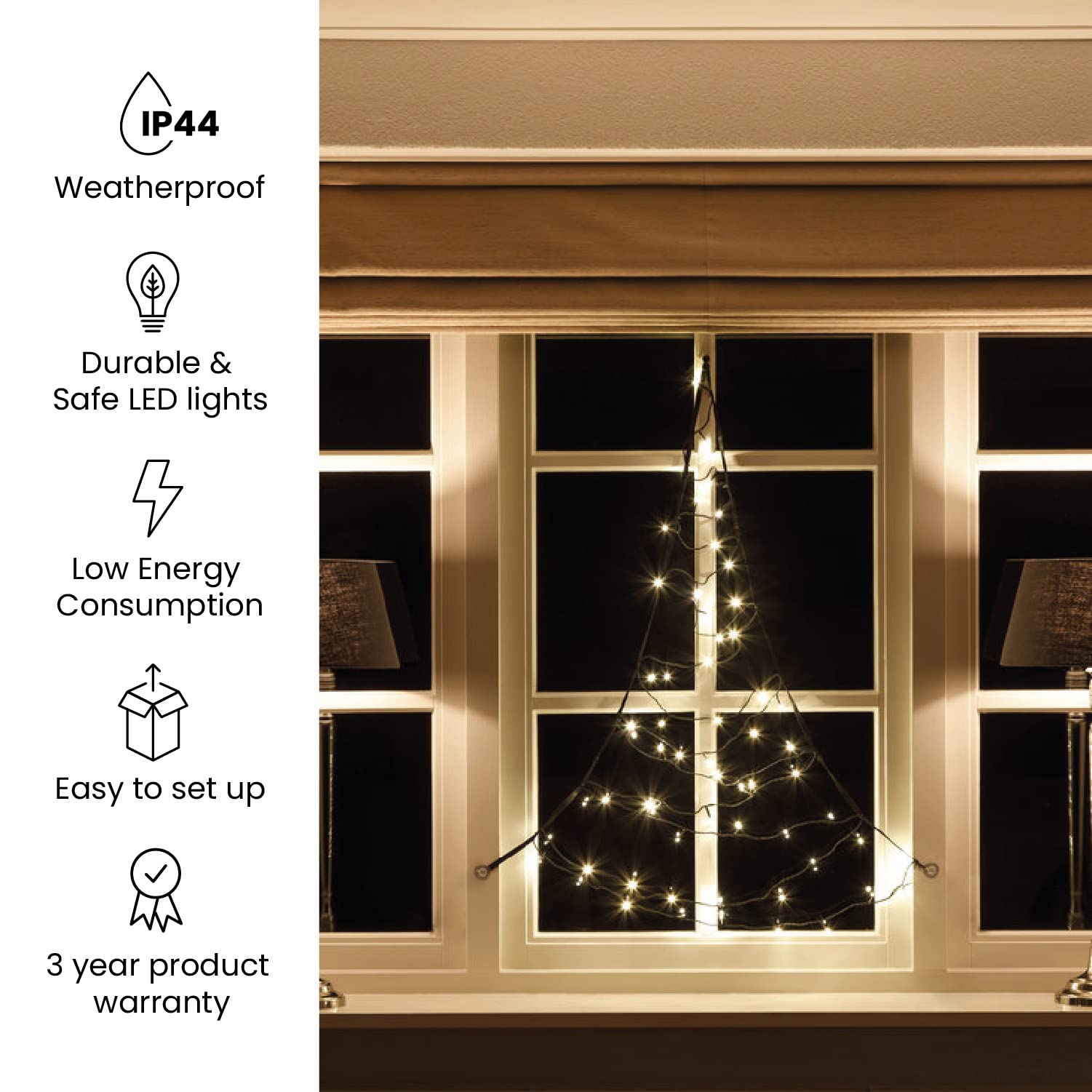 Fairybell LED-Weihnachtsbaum für am Fenster - 125CM - 60 LEDs - LED-Fensterbaum - Warmweiss