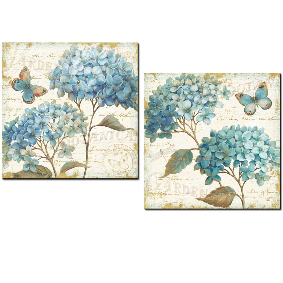 Cuadros decoración Hortensias AZULES para decorar baño comedor dormitorio cocina office 24cmx24cmx6 mm impermeable con polímero plástico y adhesivo doble cara AJT fort para colgar.