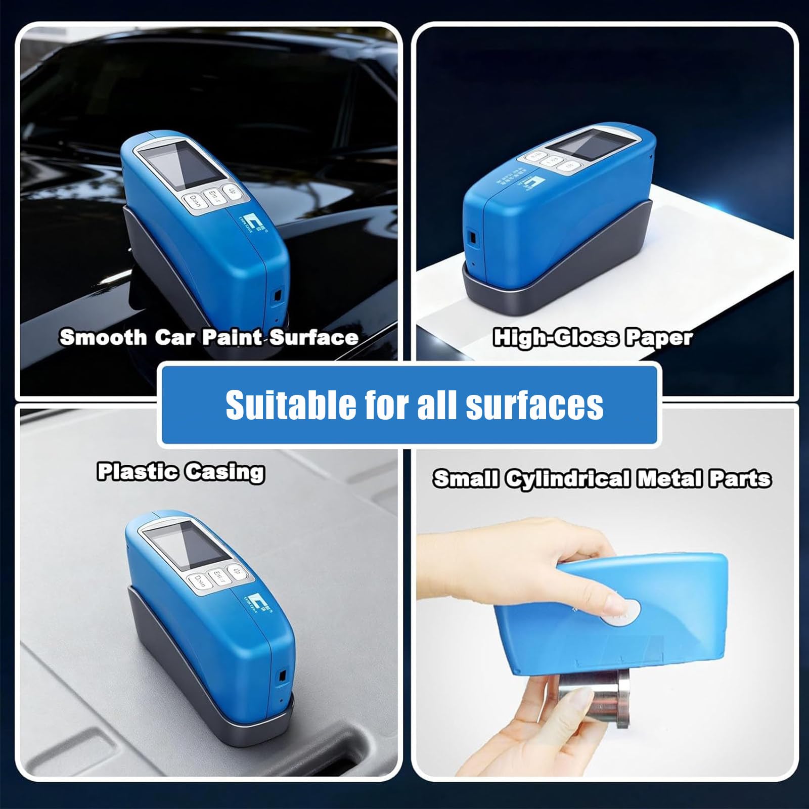 Medidor De Brillo Digital De Pequeña Apertura (60°, Pequeña Apertura, 0 a 1000 Gu), Para Superficies Metálicas Y Plásticas. Brillómetro De 2 X 3 Mm Con Función De Almacenamiento De Datos CS300
