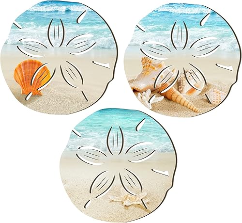 Tatuo 3 piezas de decoración de pared costera de verano para baño, playa, arte de pared azul, tortuga de mar, tabla de surf, caballito de mar,