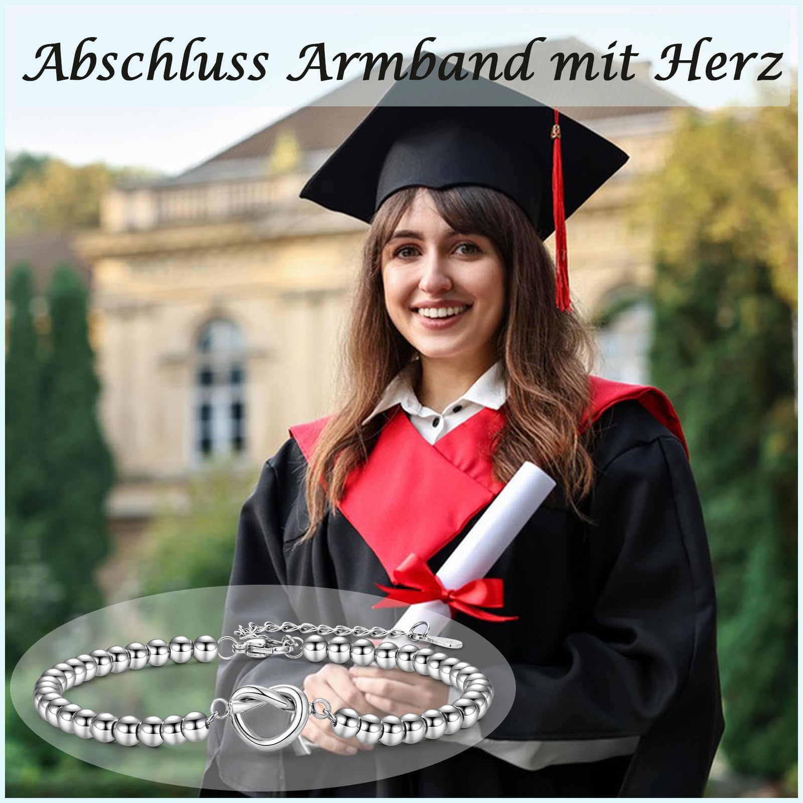 EYQV Beste Freundin Geschenke, Liebvolles Abschluss Geschenk für Mädchen, Herz-Knoten Armband für Tochter Schwester zum Abi Schulabschluss, Geschenkideen für beste Freundin zum Geburtstag Weihnachten