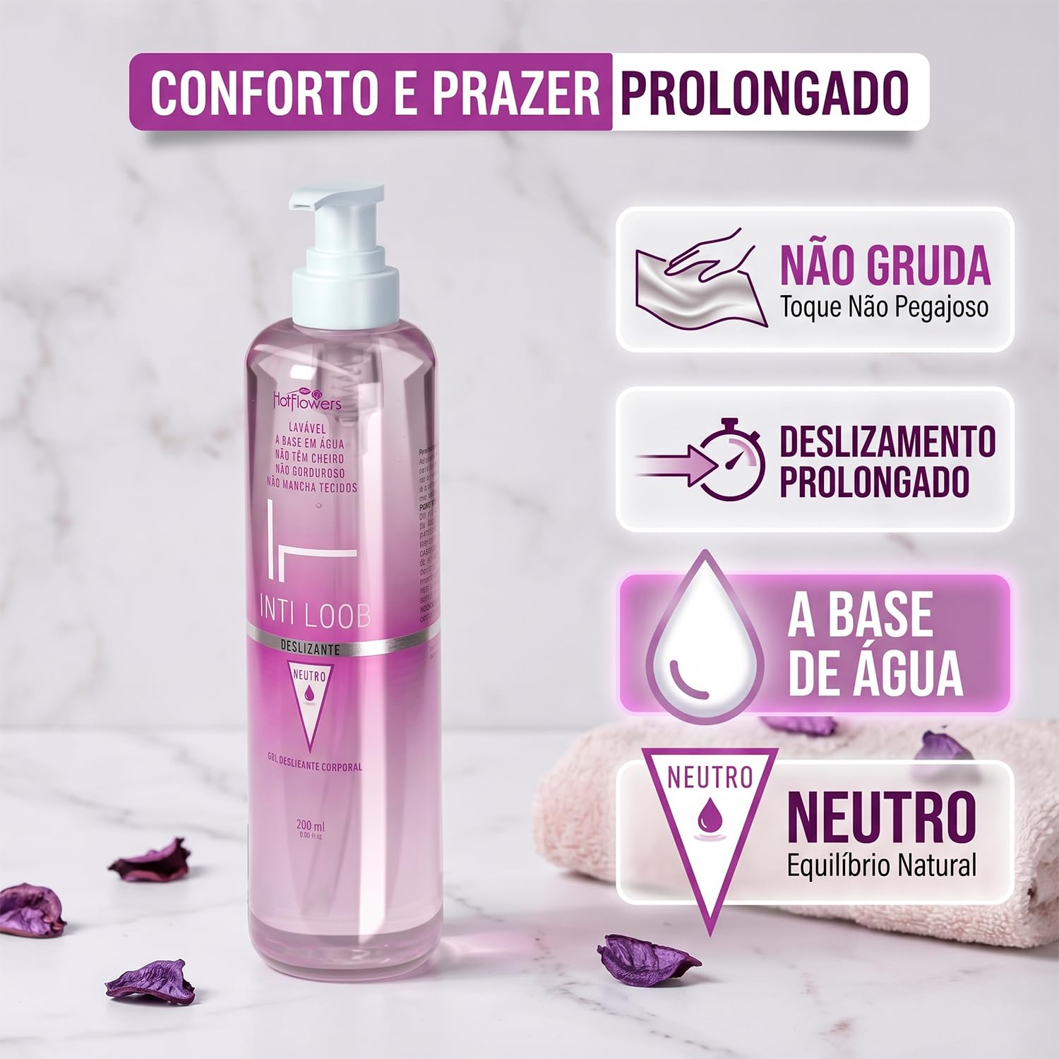 Gel Altamente Deslizante Neutro Inti Loob 200ml - Base de Agua e