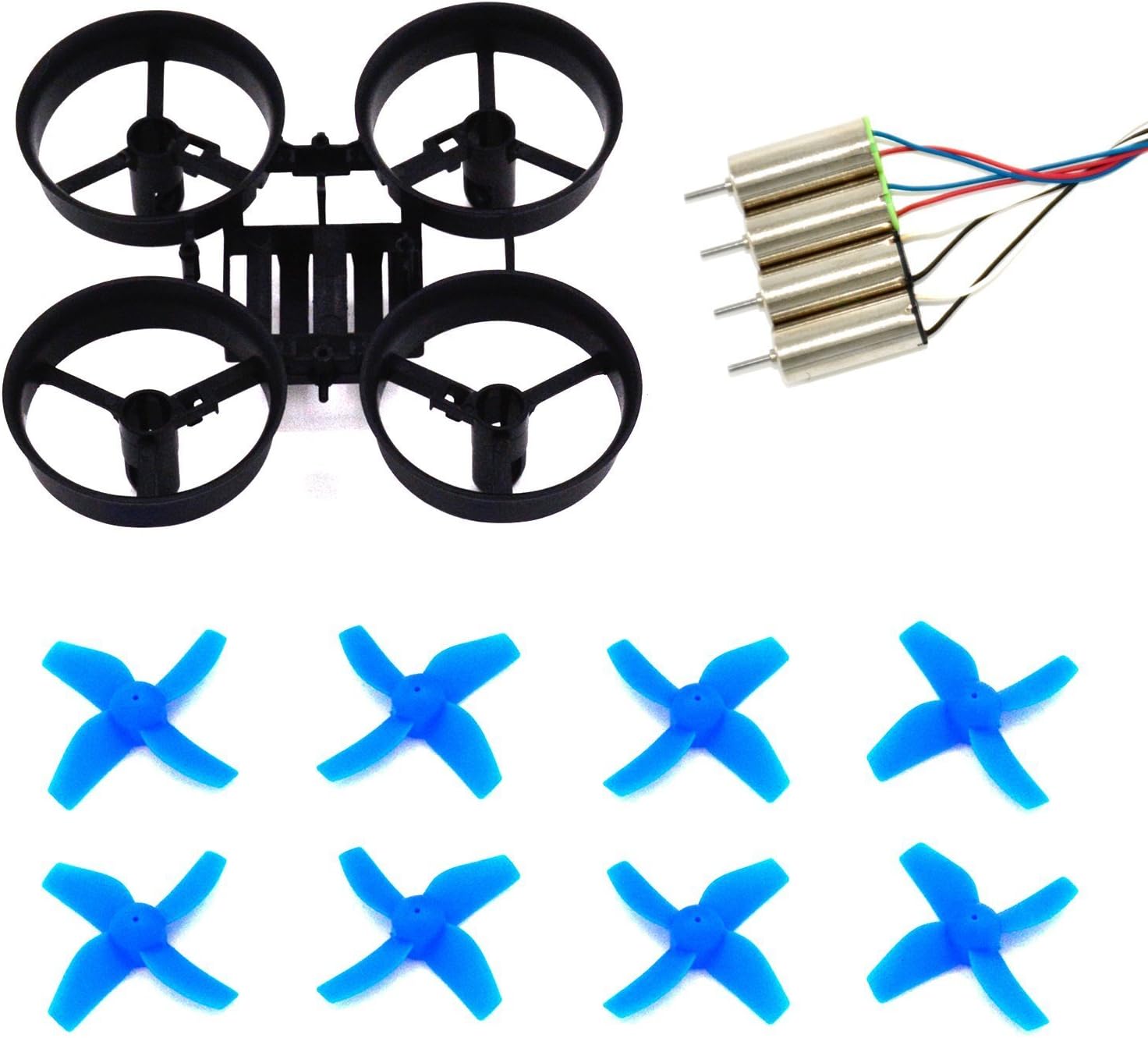 LHI RC Quadcopter Frame and 8pcs Propellers Blue with CL-0615 Blade Nano QX / Blade Fast Upgraded Motors for Eachine E010 Blade Inductrix Tiny Whoop