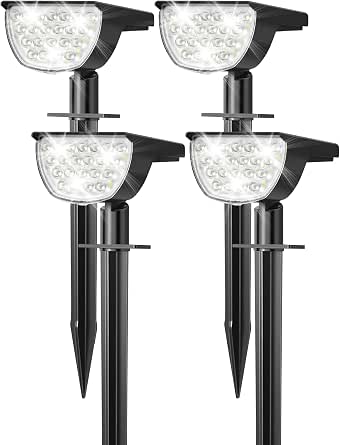 GKGG Solar Lights Outdoor Waterproof IP65, 76 LED Solar Spot Lights with 3 Modes, 4 Pack