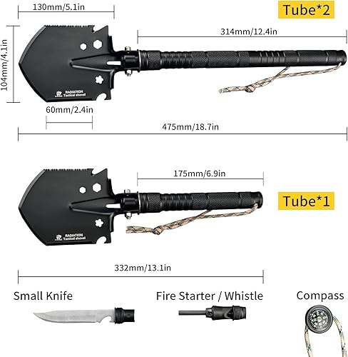 Miniatura 2 de HX OUTDOORS Mini pala de supervivencia, pala de jardinería plegable multifuncional, pala de mano pequeña plegable para excavación de jardinería