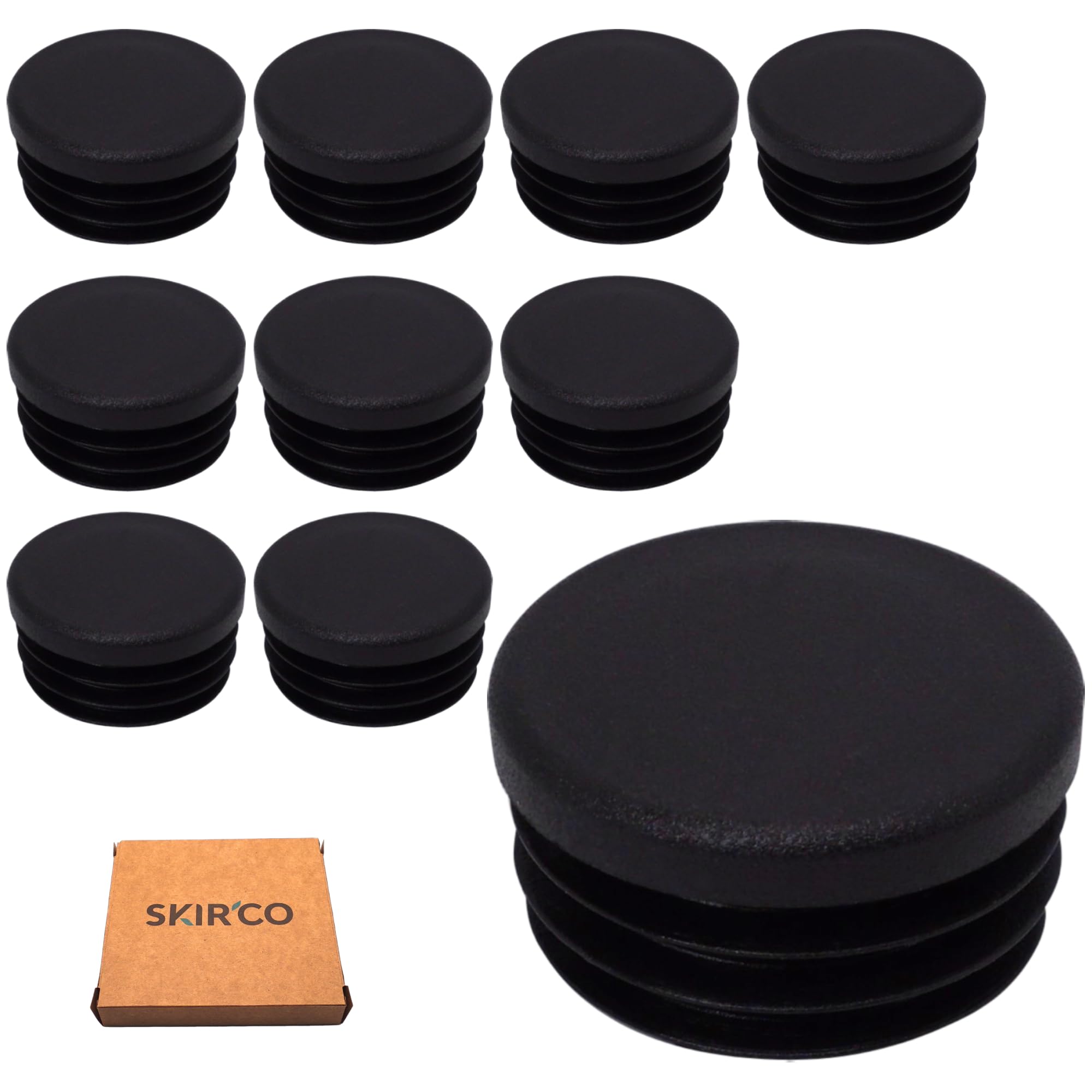 SKIR'CO (10 pcs) Round Tube Inserts 35 mm, Fence Post Plugs, Black Plastic Tube End Caps, Pipe Plugs, Black RAL 9005 - Image 2