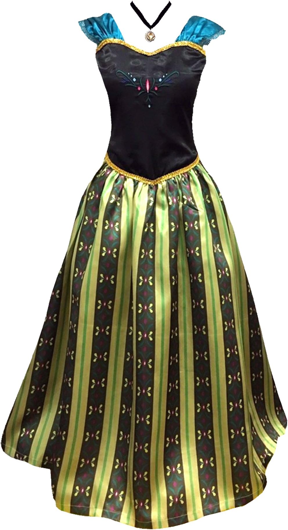 Adult Women Frozen Anna Elsa Coronation Dress Costume (Women Size Medium, Olive)