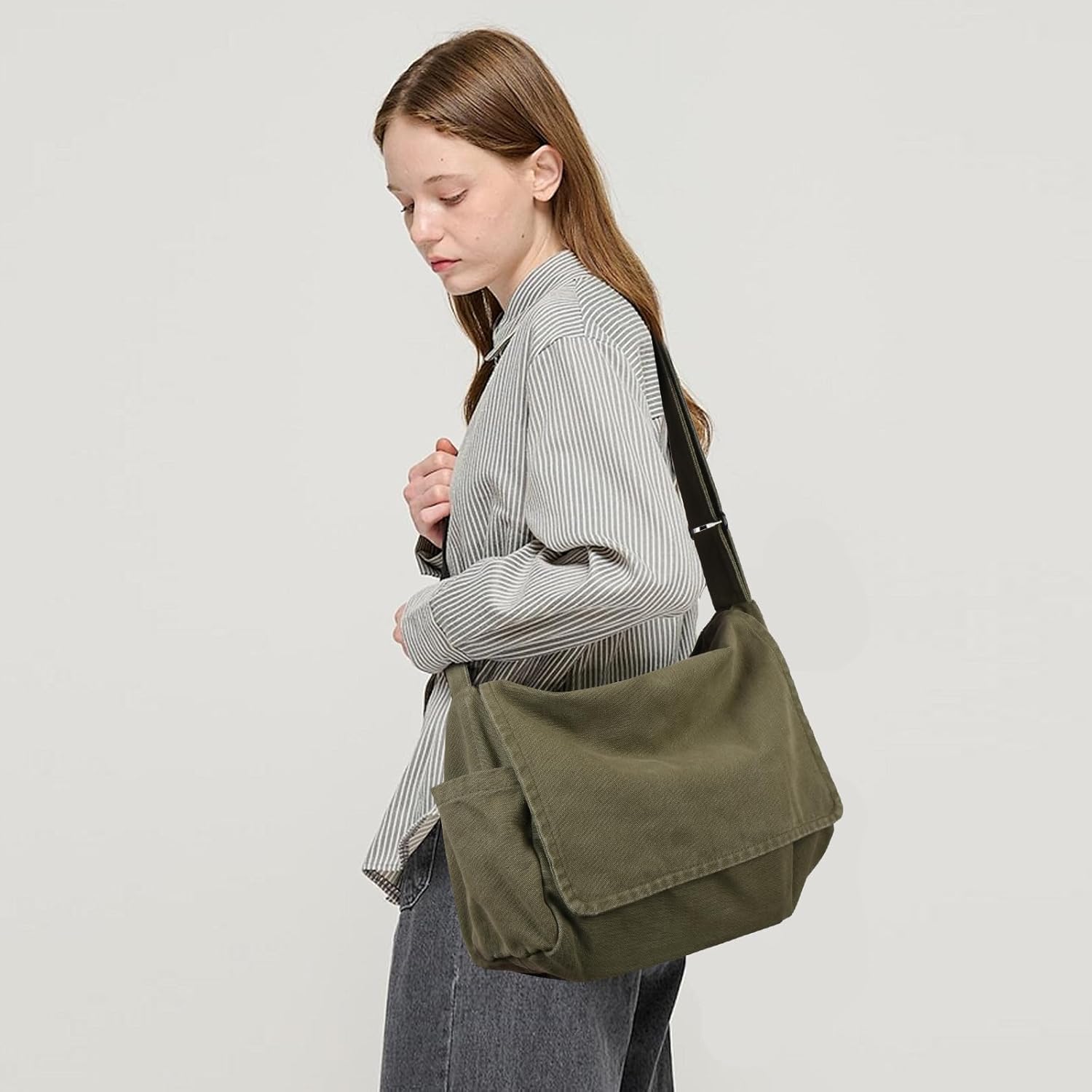 ChuLian Messenger Bag for Women Men Canvas Satchel Bag Travel Hobo Bag Casual Crossbody Shoulder Bag Sling Bag - Image 5