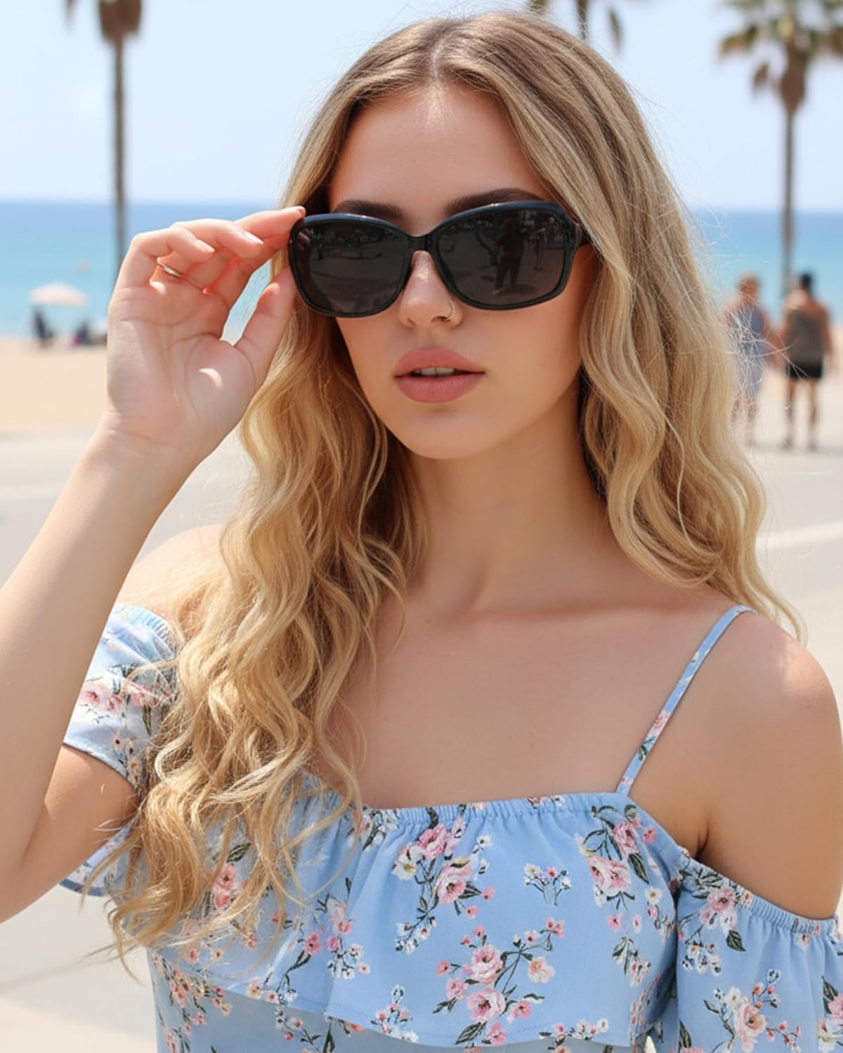 SIPHEW Polarized Sunglasses for Women | Vintage Square Sunglasses w UV400 Protection | Womens Wraparound Shade - Image 8