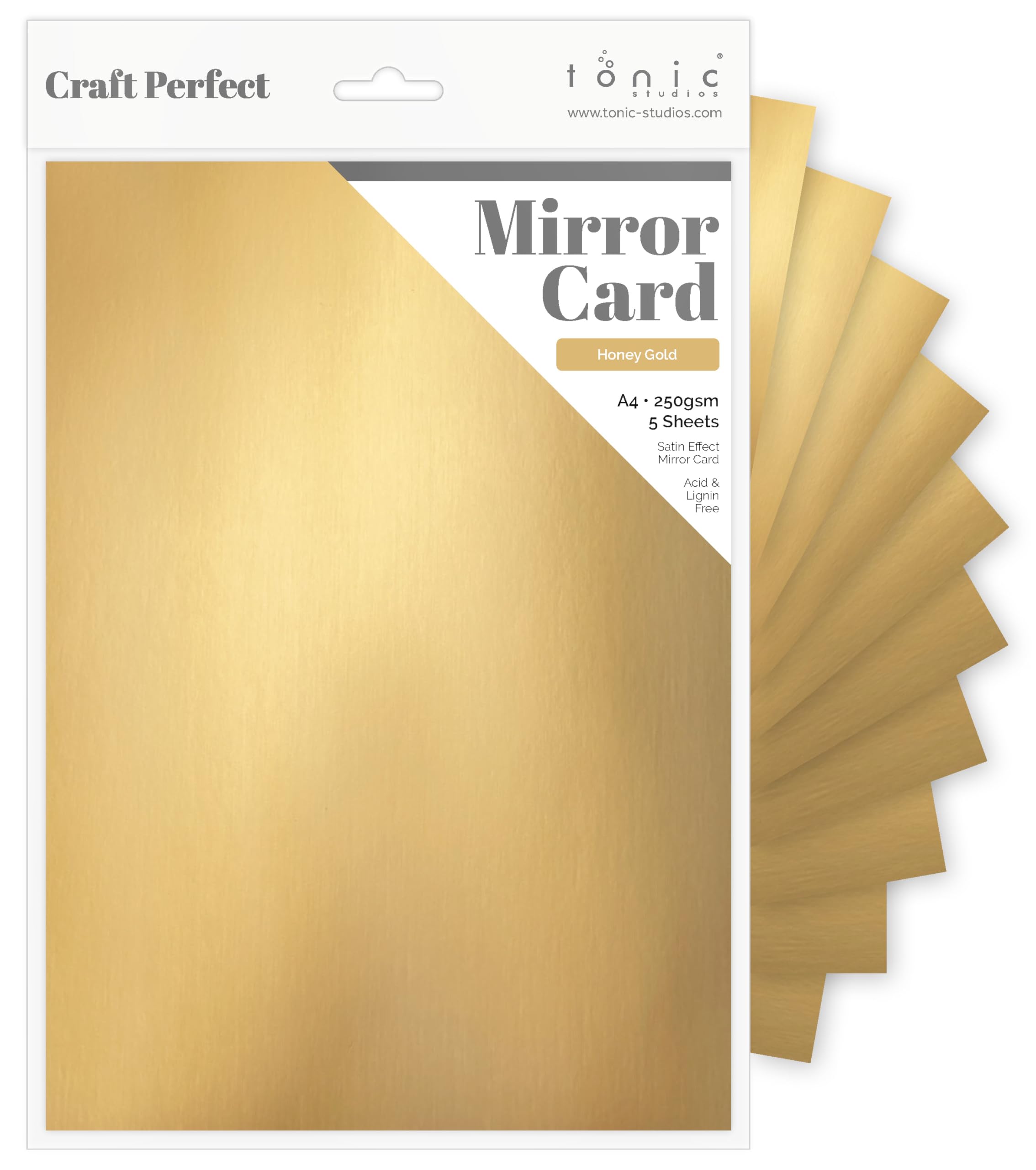 Craft Perfect Satin Mirror Card A4, Honey Gold