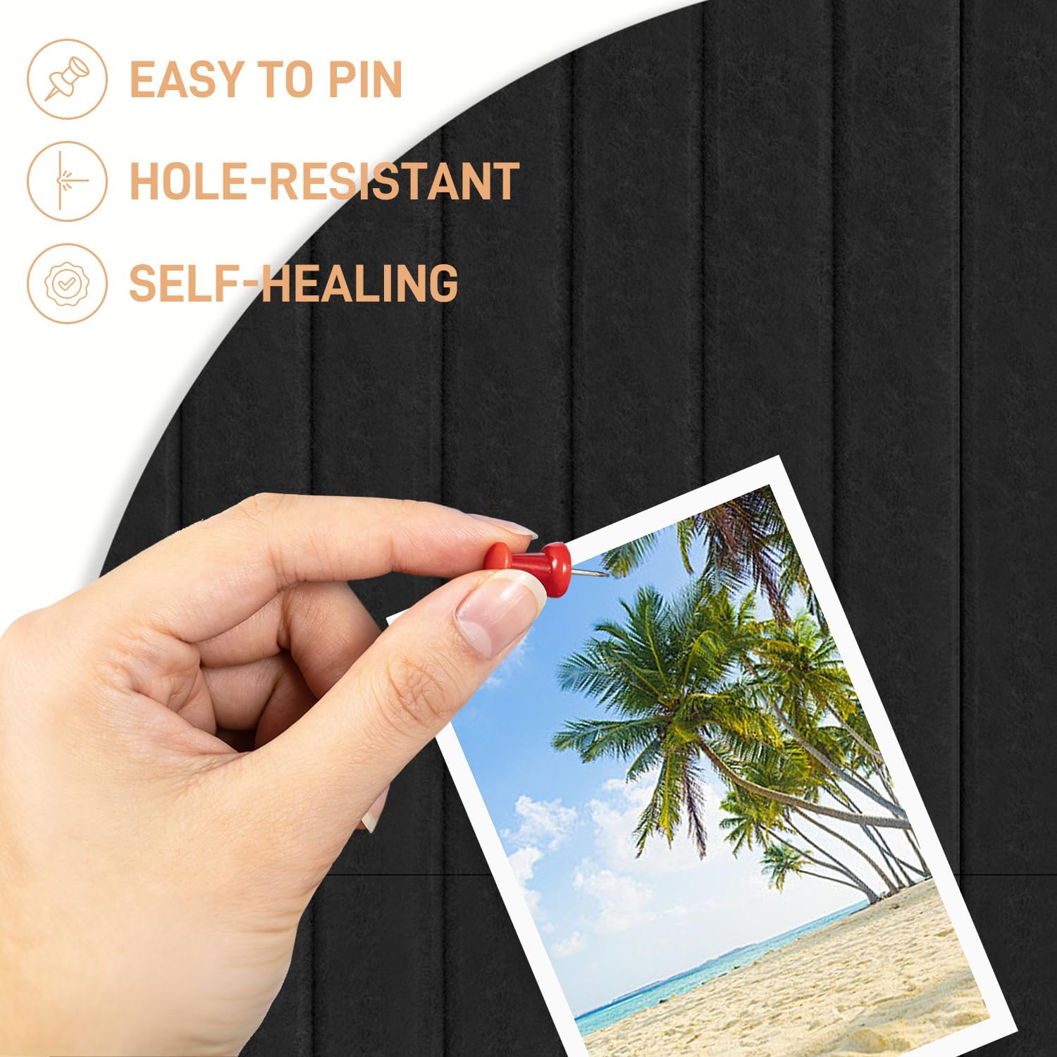 Arched Felt Bulletin Board, Cork Boards for Walls 35" x 24" Pin Board Tiles 6 Pack Black Cork Board Alternative for Office Decor & Classroom & Home, Includes 30 Removable Adhesive Tabs & 30 Pushpins