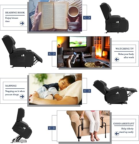 Miniatura 4 de Sillas reclinables Power Lift para ancianos con masaje y calefacción silla de dormir de piel sintética sofá reclinable para sala de estar asiento de